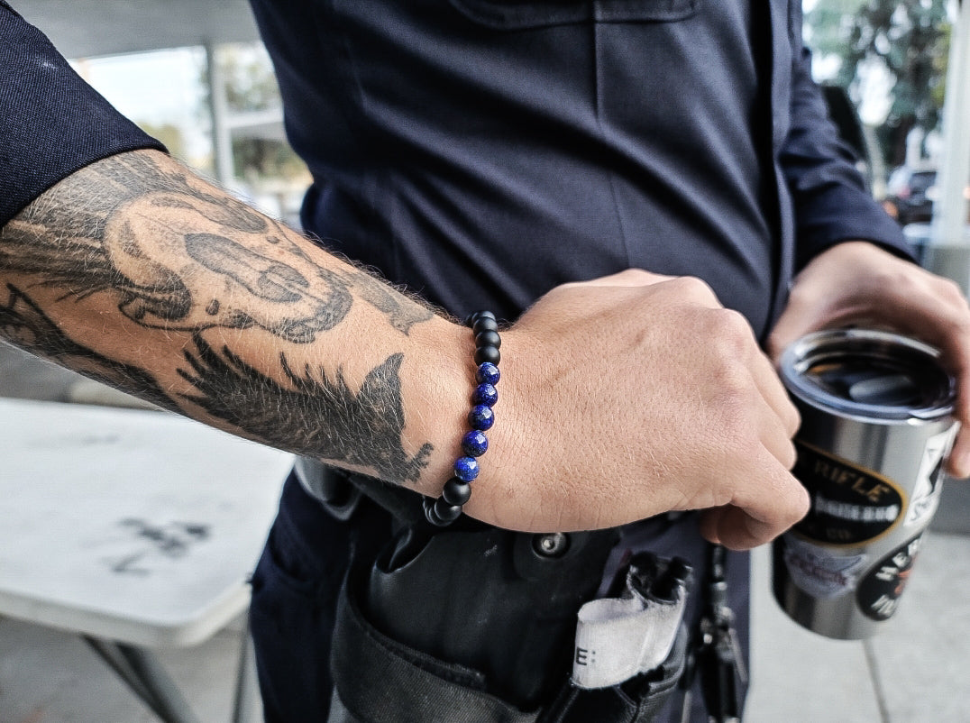 Thin Blue Line Beaded Bracelet