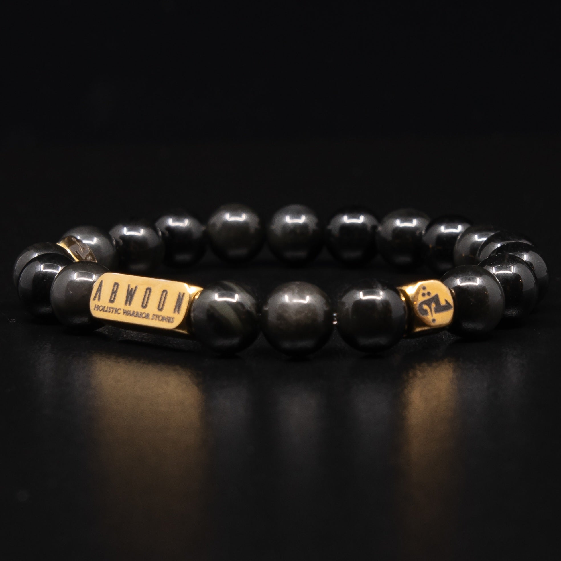 PREMIUM OBSIDIAN BRACELET WITH GOLD ACCENT