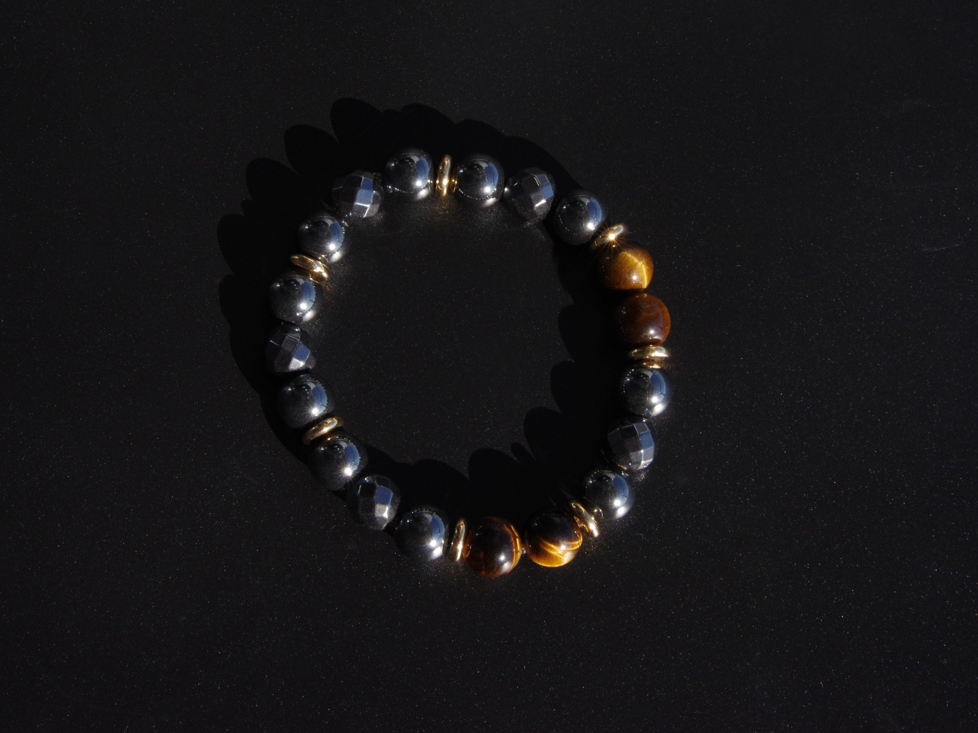 SPIRITUAL BEADS BRACELET IN HEMATITE & TIGER'S EYE