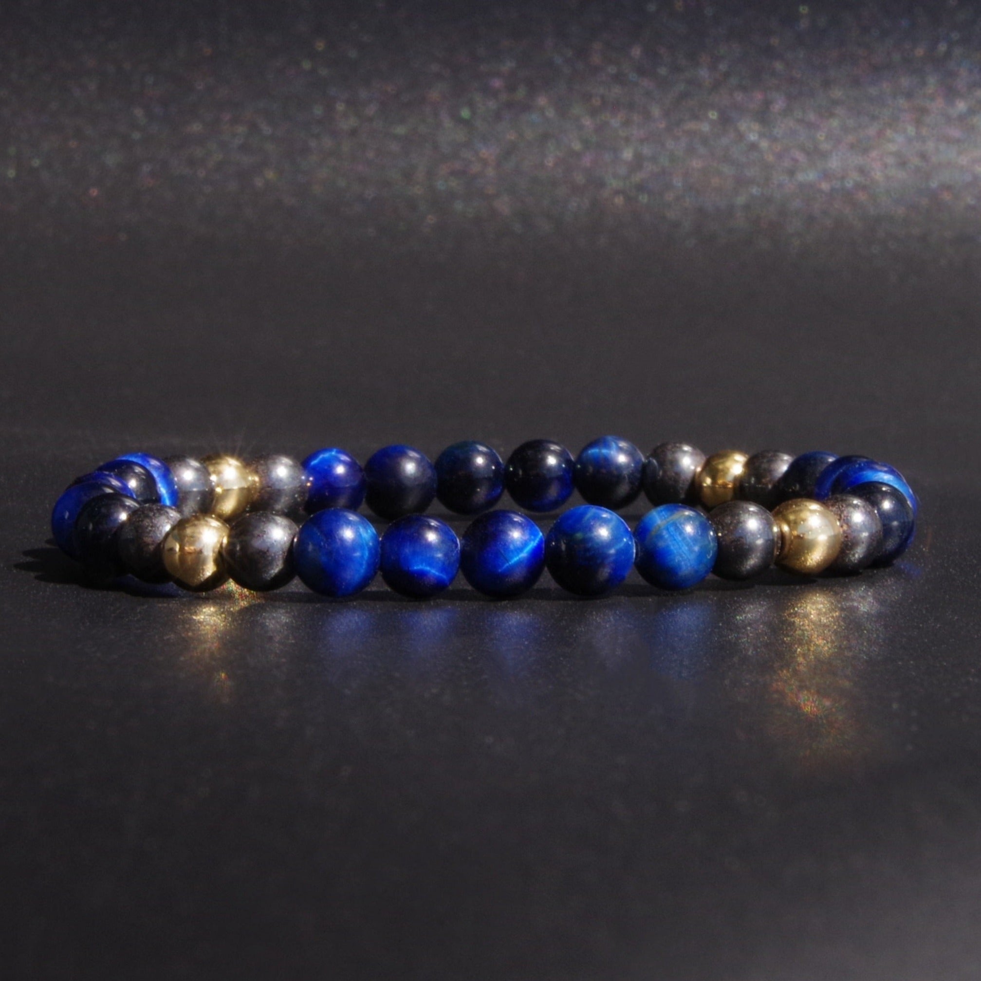 TBL-Blue Tiger's Eye Weighted with Hematite & Gold