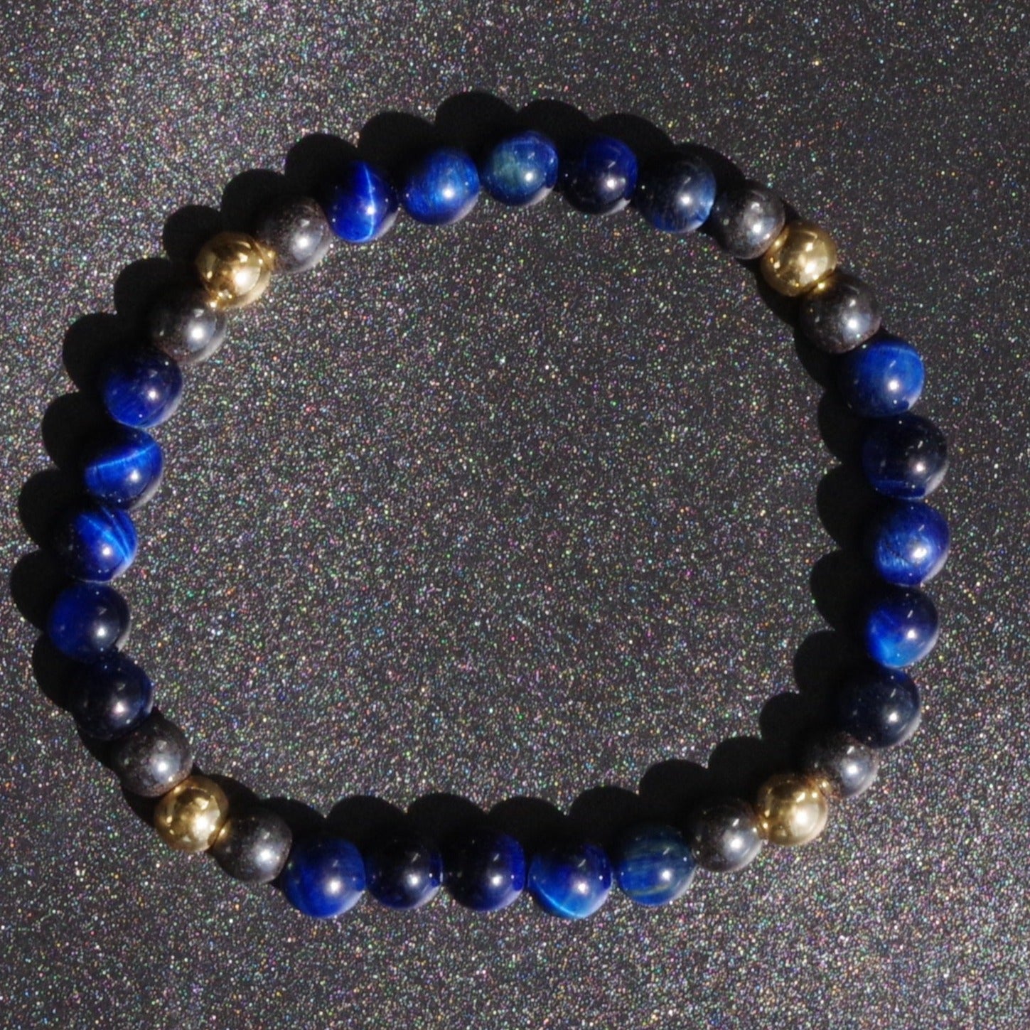 TBL-Blue Tiger's Eye Weighted with Hematite & Gold